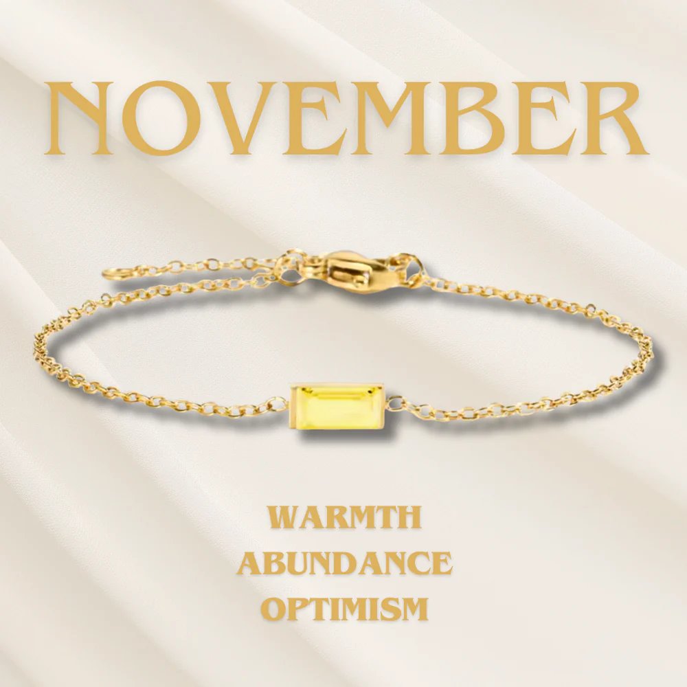 Gold Chain Rectangular Gemstone Bracelet