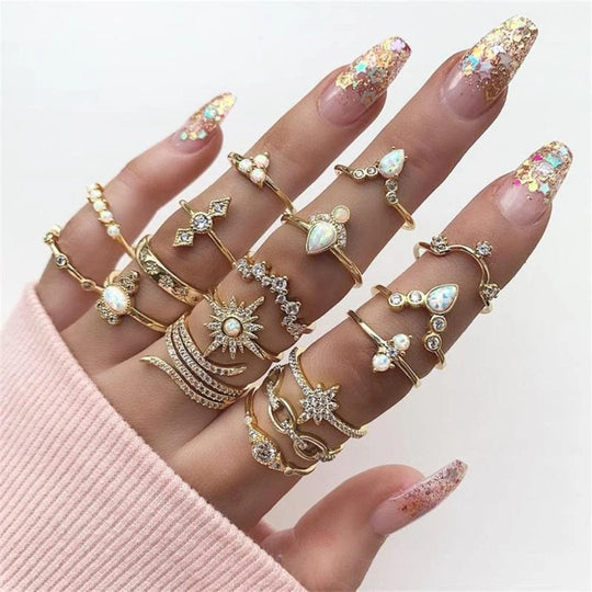 Gold-Plated Celestial Ring Set