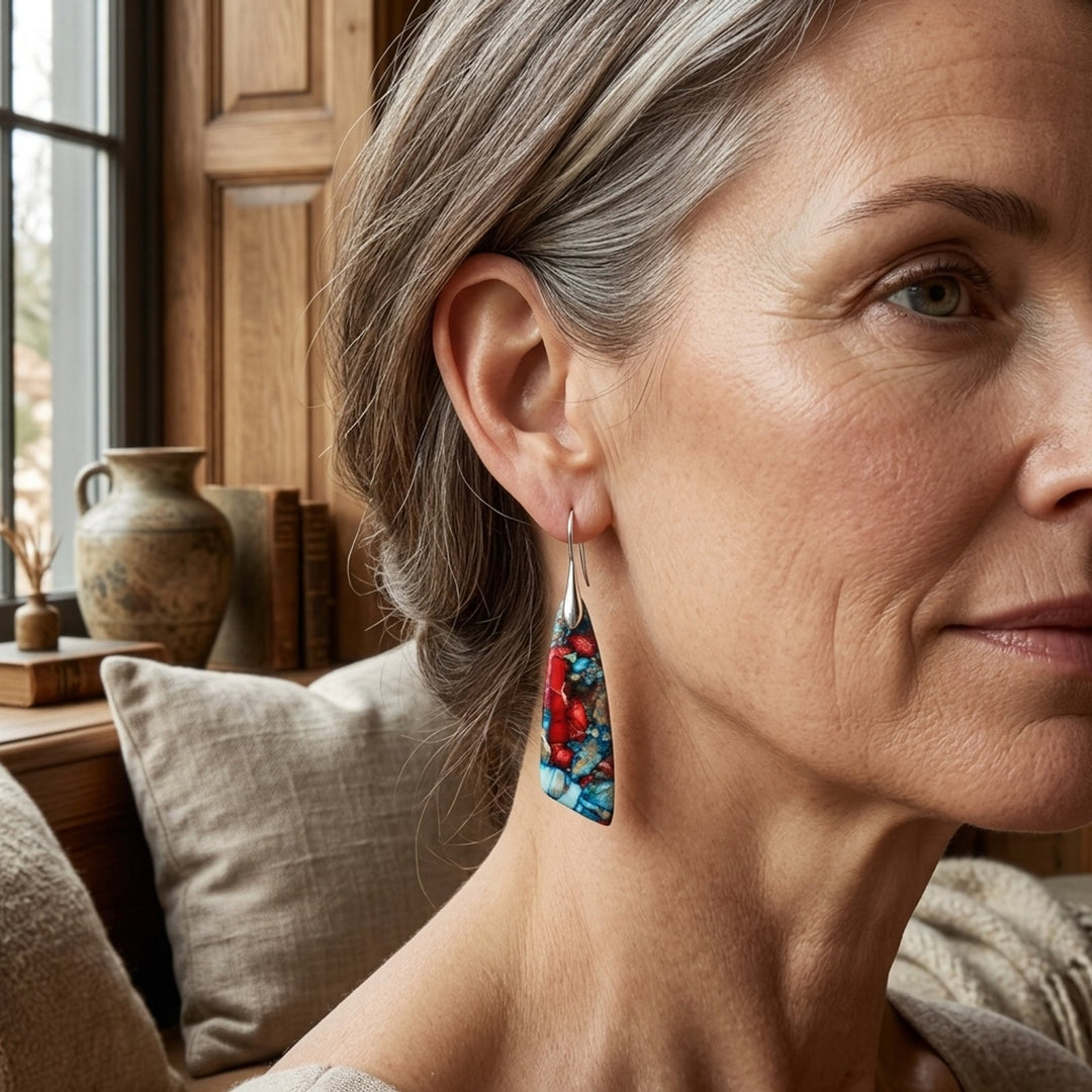 Geometric Stone Drop Earrings