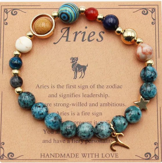 Natural Stone Zodiac Symbol Bracelet