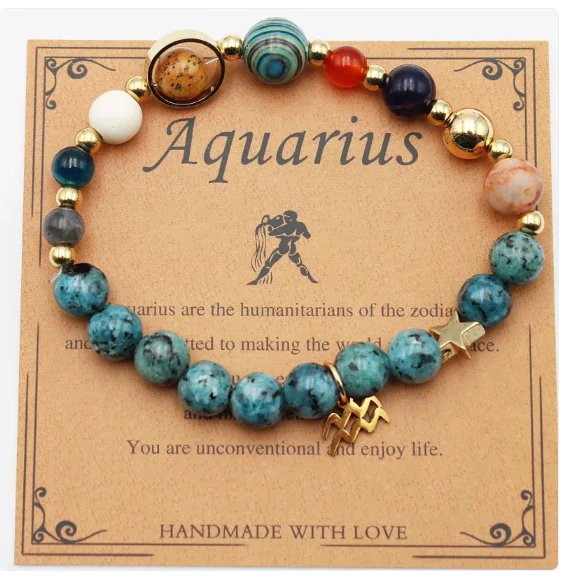 Natural Stone Zodiac Symbol Bracelet