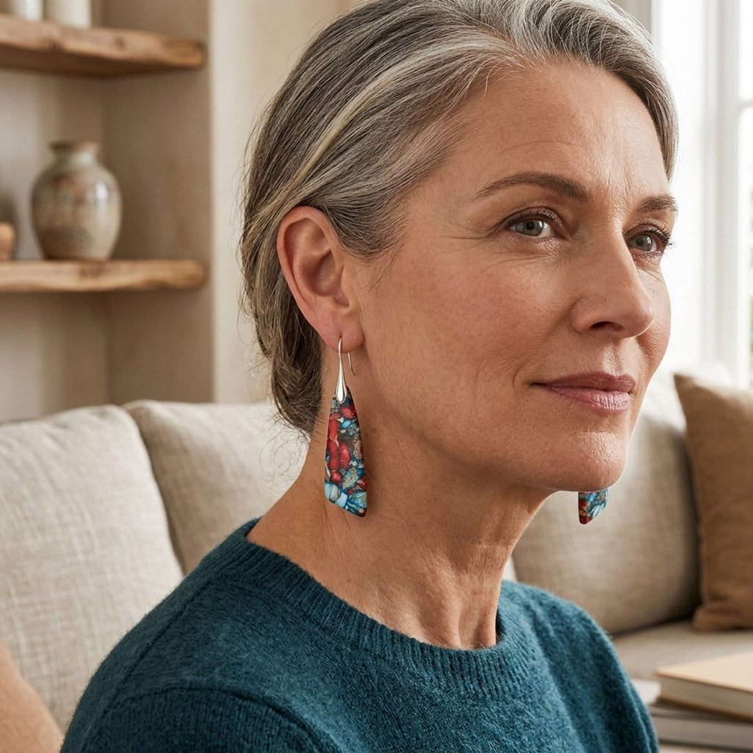 Geometric Stone Drop Earrings