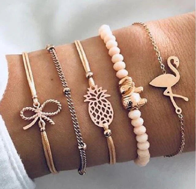 Multi-Chain Stone Beaded Bracelet Set