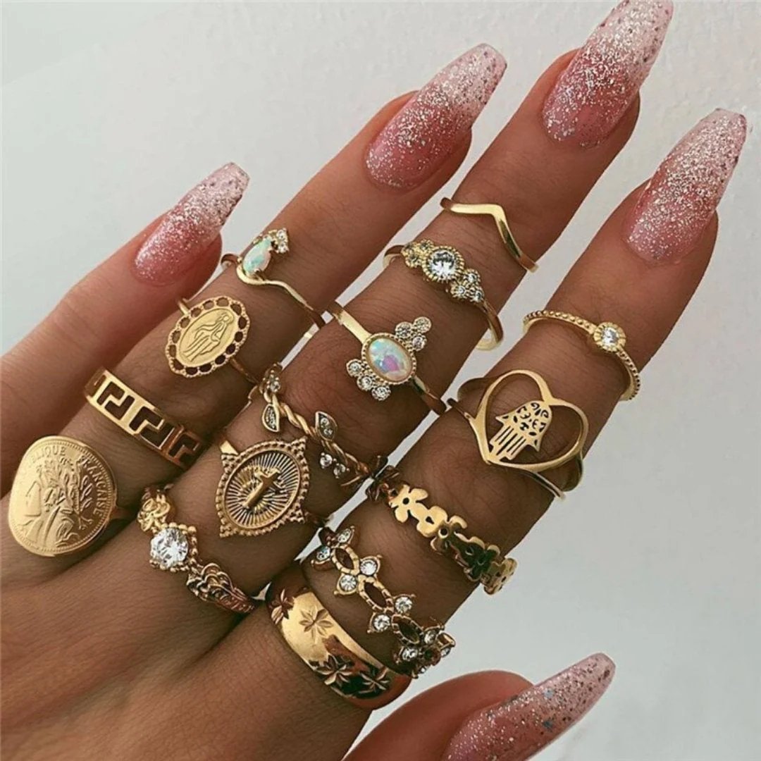 Gold-Plated Celestial Ring Set