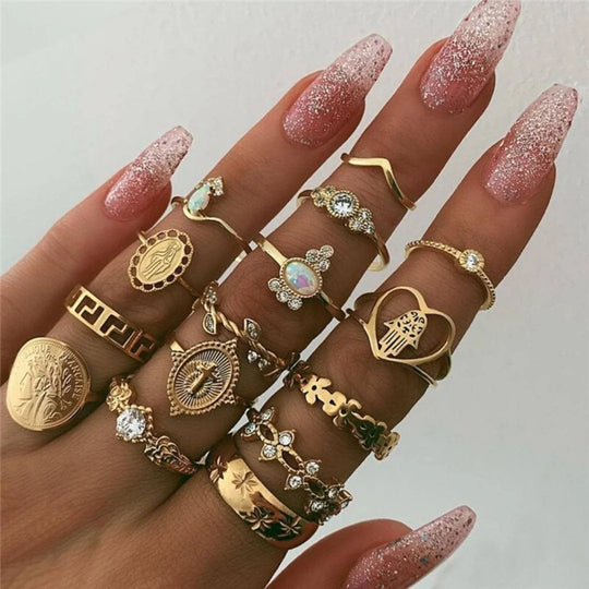 Gold-Plated Celestial Ring Set