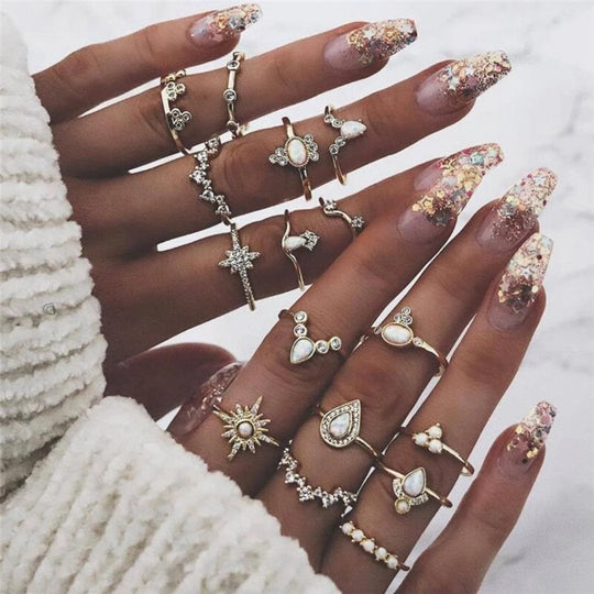 Gold-Plated Celestial Ring Set