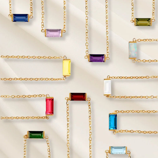 Gold Chain Rectangular Gemstone Bracelet