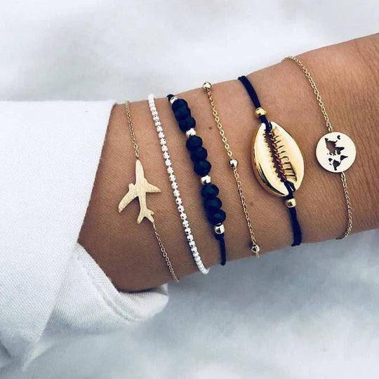 Multi-Chain Stone Beaded Bracelet Set