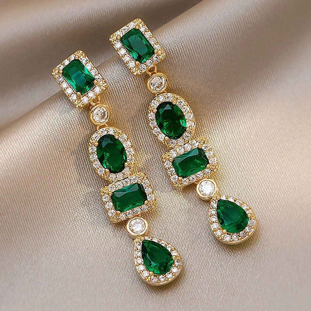 18K Gold-Plated Multi-Stone Drop Earrings