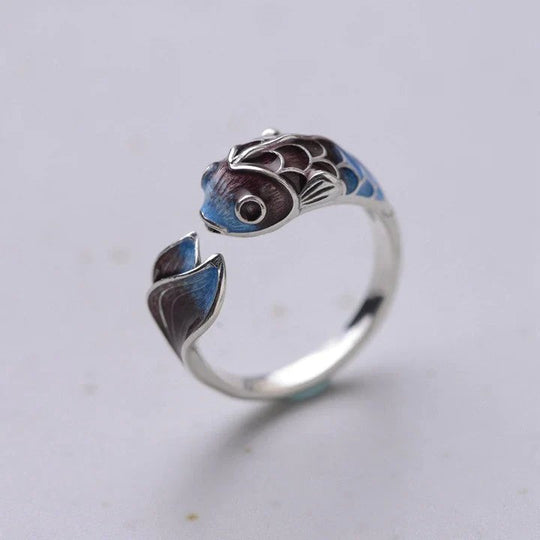 Silver Koi Fish Wrap Ring