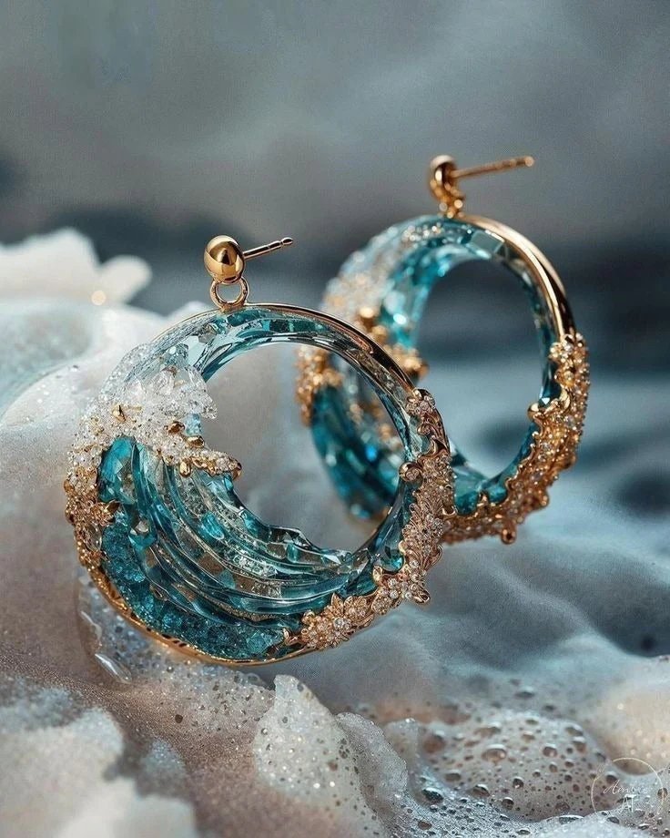 Resin Wave Hoop Statement Earrings