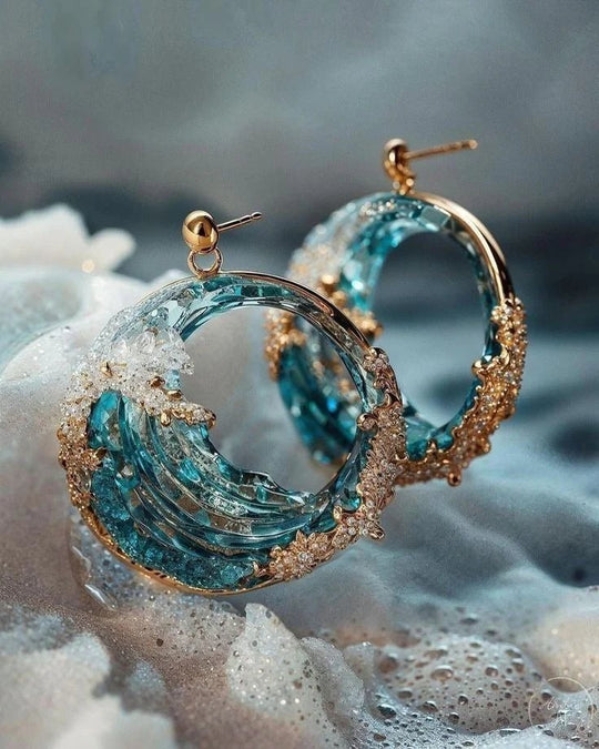 Resin Wave Hoop Statement Earrings