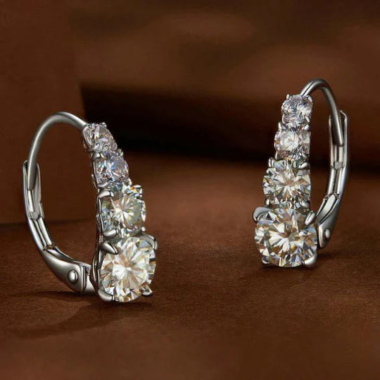 Lever-Back Four-Stone Sterling Silver Earrings