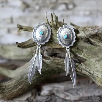 Sterling Silver Feather Drop Earrings