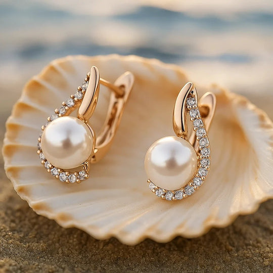 Diamond-Encrusted Pearl Drop Earrings