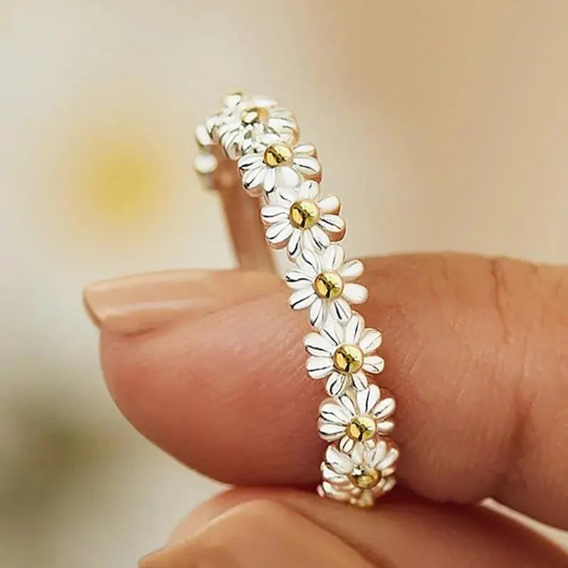 Adjustable Sterling Silver Daisy Eternity Band