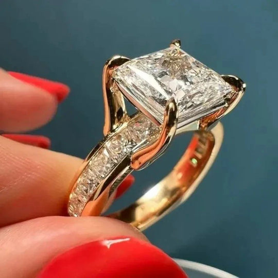 Prong-Set Emerald Cut Diamond Ring