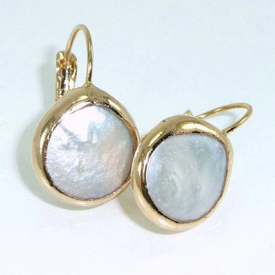Round Stone Gold-Plated Drop Earrings