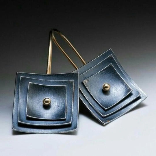 Geometric Layered Square Drop Earrings