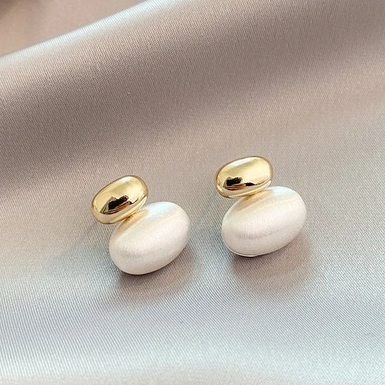 Polished Pearl Drop Statement Earrings