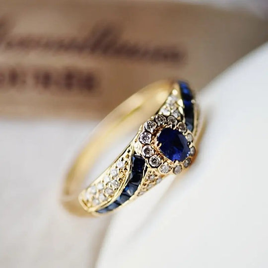 Sapphire Diamond-Accented Gold Band