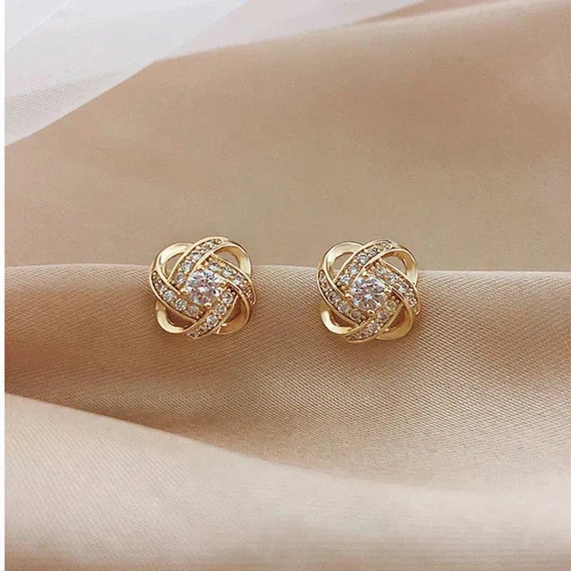 Embellished Twisted Knot Stud Earrings