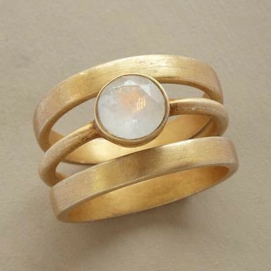 Gold Plated Moonstone Stacking Ring