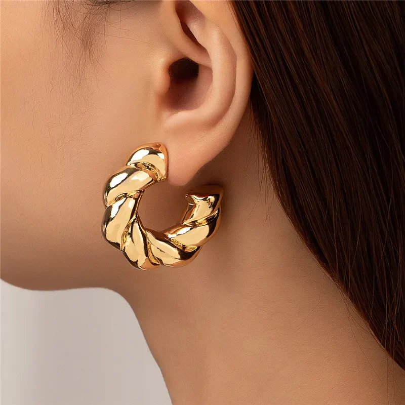 Twisted Rope Design Hoop Earrings