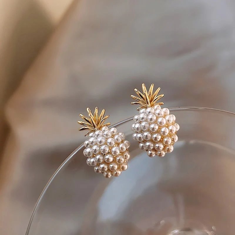 Clustered Pearl Pineapple Stud Earrings