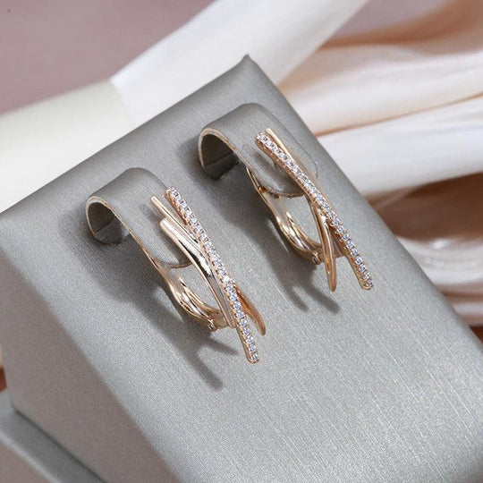 Diamond-Accented Gold Hoop Earrings
