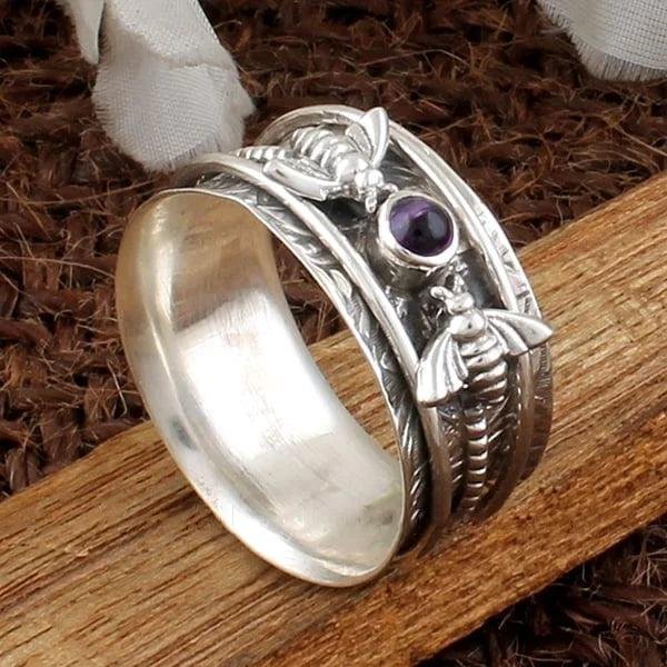 Sterling Silver Amethyst Spinner Ring