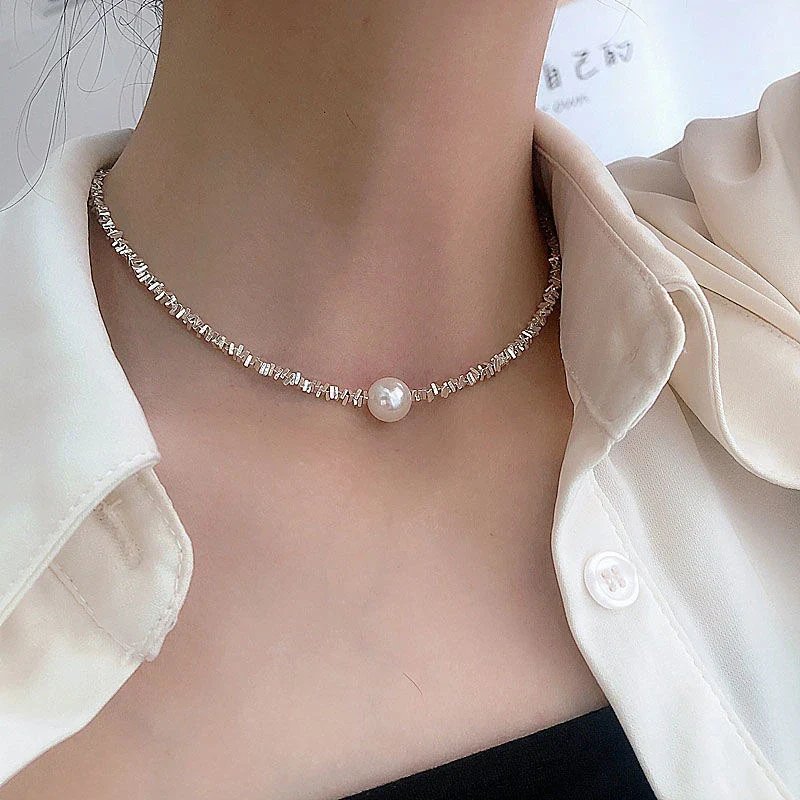 Adjustable Pearl Chain Choker Necklace