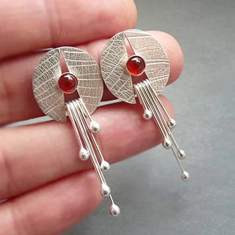 Textured Sterling Silver Drop Earrings