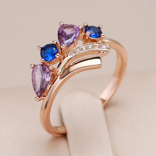 Gold Prong-Set Multi-Stone Crown Ring