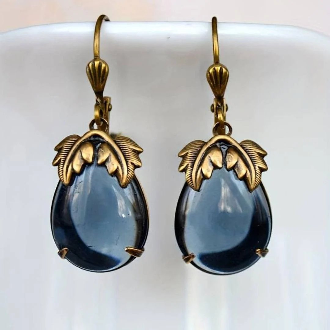 Antique Bronze Leaf Teardrop Earrings