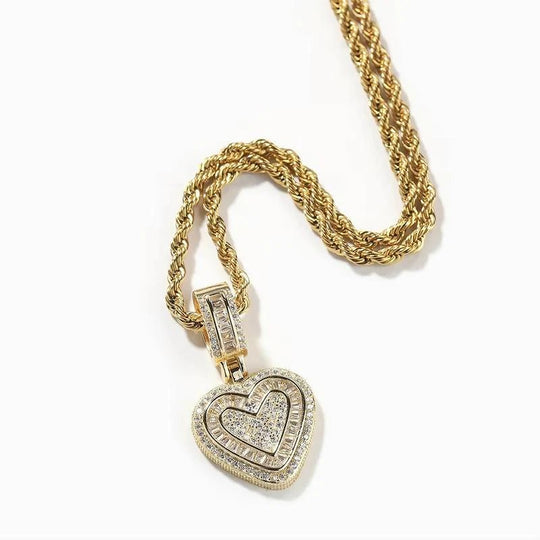 Diamond-Encrusted Heart Pendant Necklace