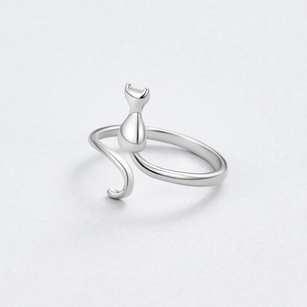 Adjustable Sterling Silver Cat Silhouette Ring