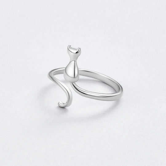 Adjustable Sterling Silver Cat Silhouette Ring