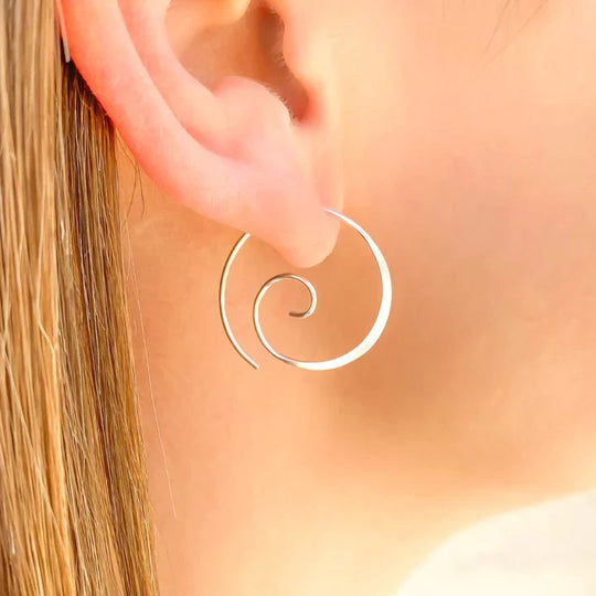 Silver-Plated Spiral Hoop Earrings