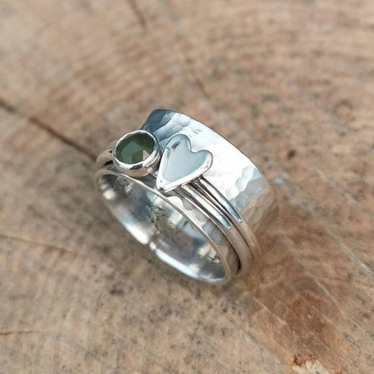 Hammered Sterling Silver Heart Ring