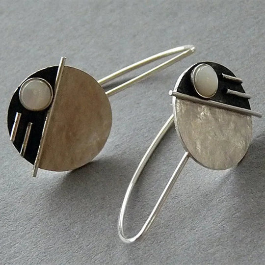 Geometric Sterling Silver Hoop Earrings