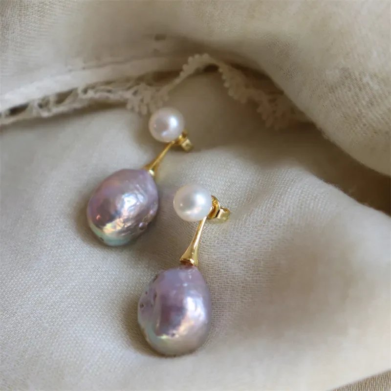 Gold-Plated Baroque Pearl Drop Earrings