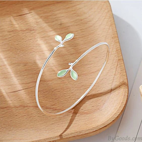 Sterling Silver Open Leaf Adjustable Ring