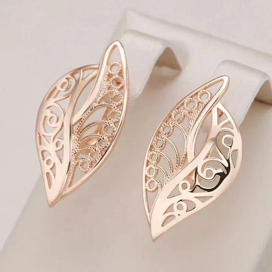 Filigree Gold Leaf Stud Earrings