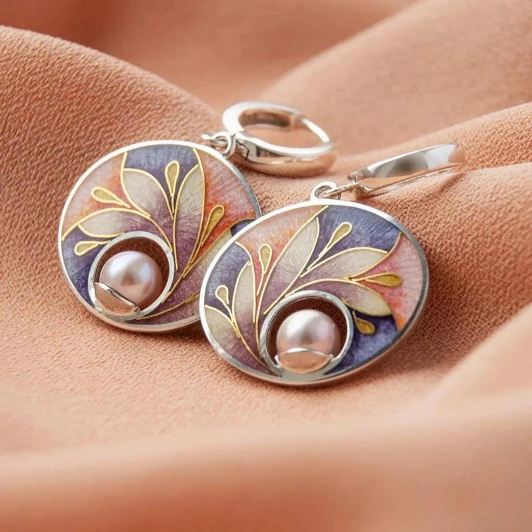 Hand-Painted Pearl Drop Earrings