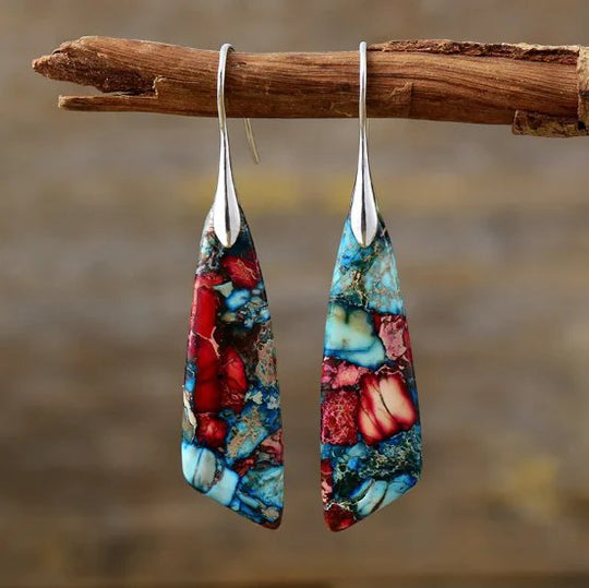 Geometric Stone Drop Earrings