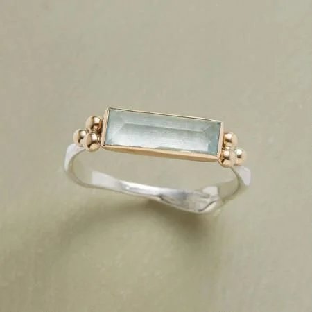 Rectangular Glass Stone Two-Tone Ring