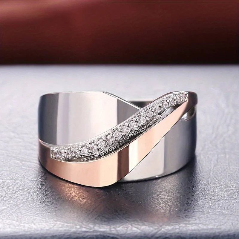 Cubic Zirconia Two-Tone Ring