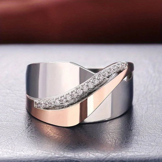 Cubic Zirconia Two-Tone Ring