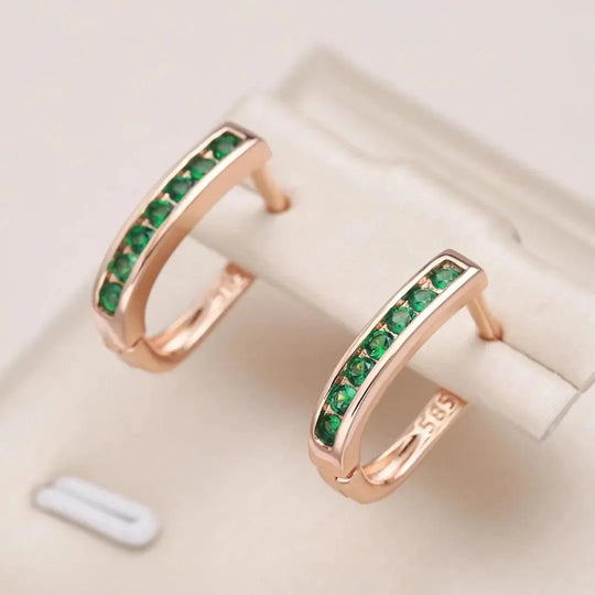 Channel-Set Emerald Gold Hoop Earrings